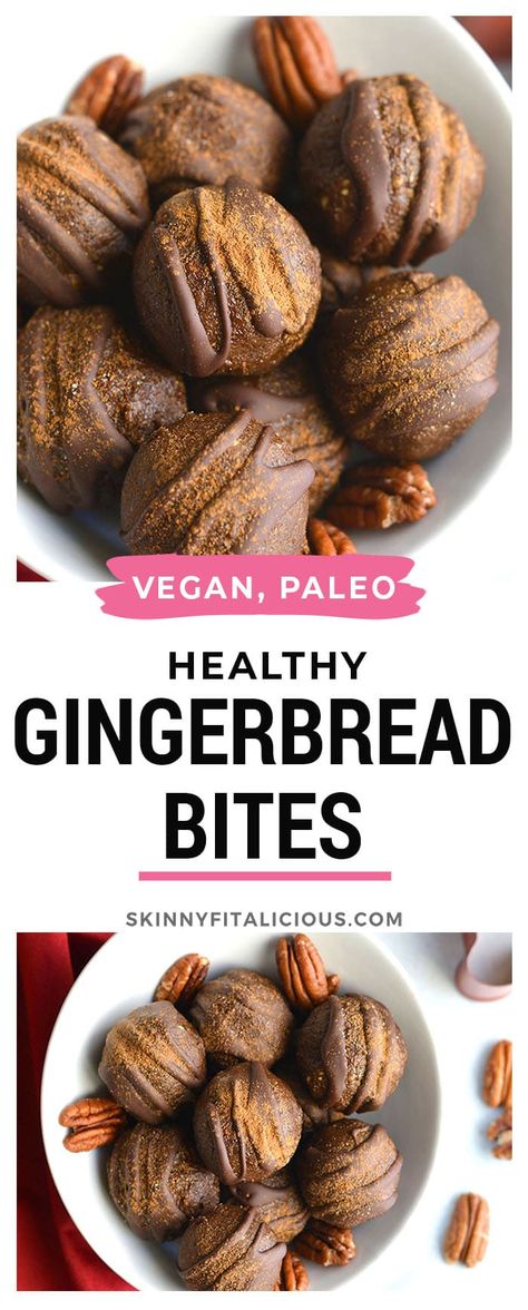 Gingerbread Bites, Paleo Gingerbread, Healthy Gingerbread, Paleo Recipes Snacks, Snack Chocolate, No Bake Energy, Energy Bites Recipes, No Bake Energy Bites, Healthy Low Calorie Meals