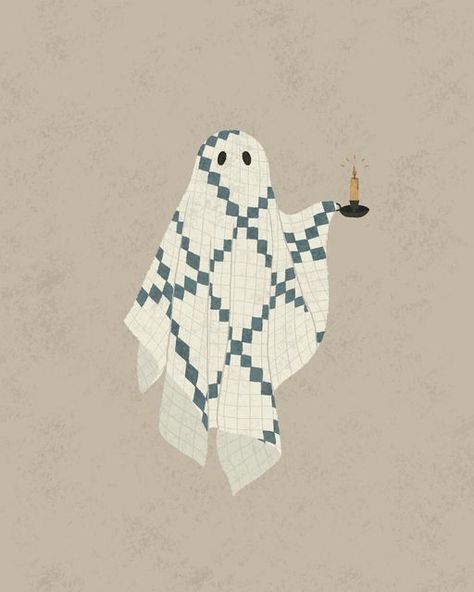 Lauren Blair on Instagram: "Just a little quilt ghost, because spooky season doesn’t have to be spooky, it can just be cozy if ya want it to be 🍂🧺🕯️" Quilt Ghost, Widgetsmith Themes, Sheet Ghosts, Diy Halloween Art, Cozy Goth, Halloween Breakfast, Whatever Forever, Elsie Larson, Ghost Drawing