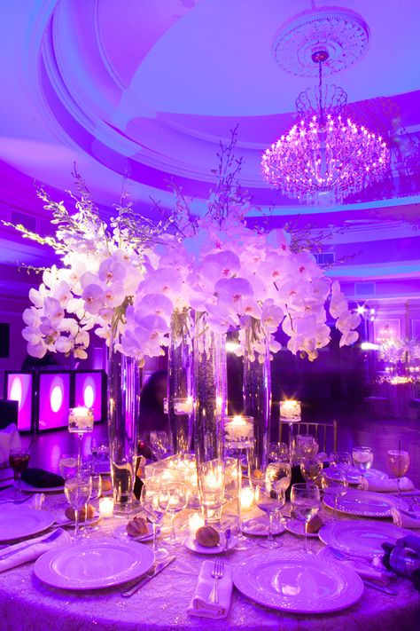 55 Most Spectacular Wedding Ideas. http://www.modwedding.com/2014/01/31/55-spectacular-wedding-floral-designs-tantawan-bloom-nyc/ #wedding #weddings #reception #centerpiece #ceremony Photography Bridesmaids, Pillar Vases, Purple Reception, Bridesmaids Makeup, Bridal Musings, Mod Wedding, Makeup Fashion, Wedding Lights, Purple Wedding