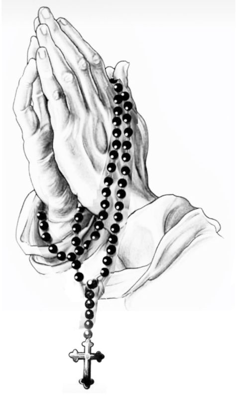 Praying Hand Tattoo Design, Hand God Tattoo, Praying Tattoos For Women, Rosary Art Drawing, Praying Hands Tattoo For Men, Men’s Angel Tattoo, Prayer Hands With Rosary Tattoo, Rosary Sketch, Hands Rosary Tattoo