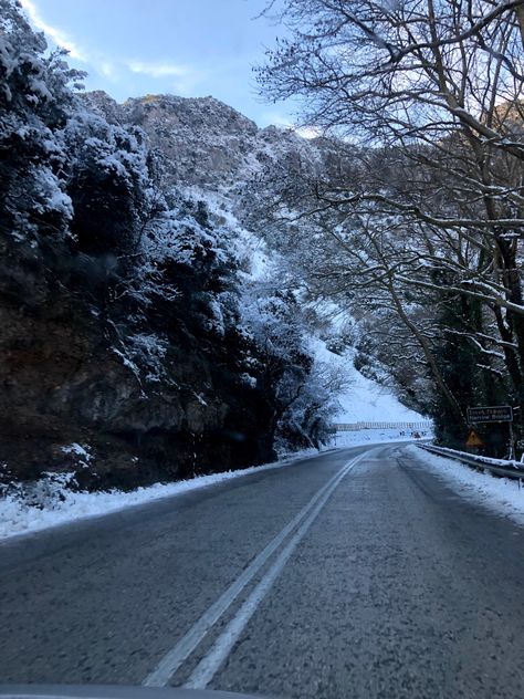 Winter in Greece, Road Vibes, Chill Vibes, Snow, Nature Winter In Greece, Greece Winter, Snow Nature, Chill Vibes, On The Road, The Road, Greece, Country Roads, Road