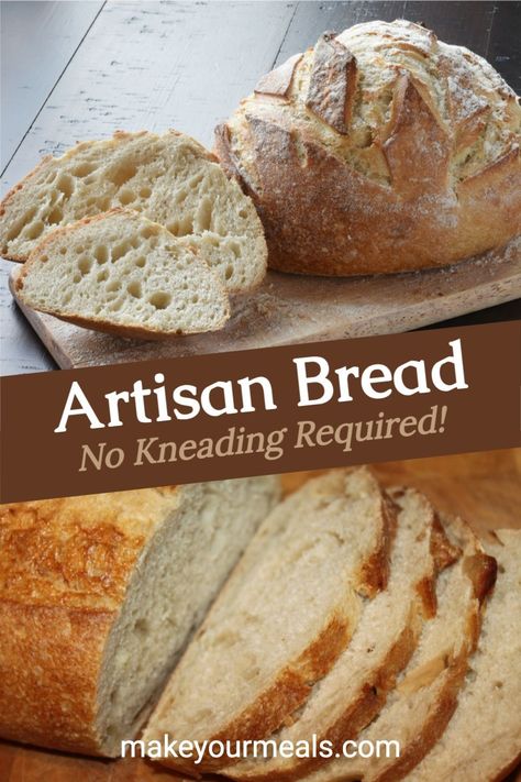 You can have that bakery-like bread in your own home by trying out our Artisan Bread (no kneading required)! This classic homemade Artisan Bread recipe gives you three round loaves of bread with a crunchy crust and a soft and pillowy center. Easy Artisan Bread, Easiest Bread Recipe Ever, Homemade Artisan Bread, Artisan Bread Recipe, Artisan Bread Recipes, Knead Bread, No Knead Bread, Baked Bread, No Knead