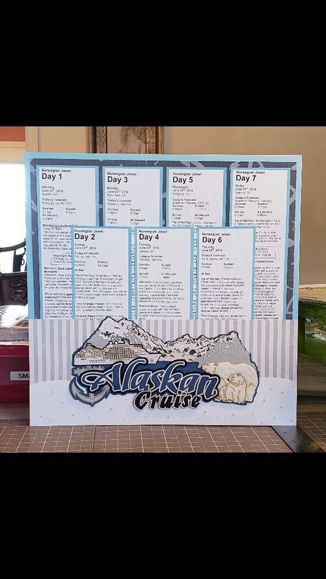 Honeymoon Scrapbook, Scrapbooking Alaska, Alaska Scrapbook, Cruise Scrapbook Pages, Alaska Book, Beach Scrapbook Layouts, Cruise Scrapbook, Travel Scrapbook Pages, Scrapbook Design Layout