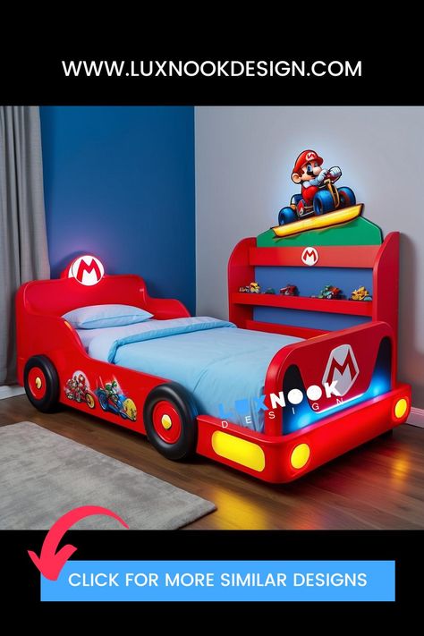 Most Playful Super Mario-Themed Beds for Gamers Mario Bedroom Ideas Boys, Super Mario Bedroom, Mario Bros Room, Mario Bedroom, Mario Bedding, Super Mario Room, Mario Room, Creative Beds, Summer Bedroom