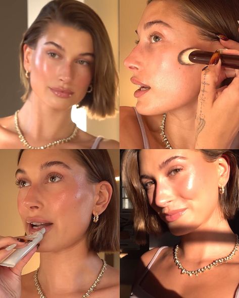 Hailey Bieber Skin, Hayley Bieber, Lily Rose Depp Style, Dewy Makeup Look, Big Nose Beauty, Skin Goals, Hailey Bieber Style, Justin Hailey, Glossy Makeup