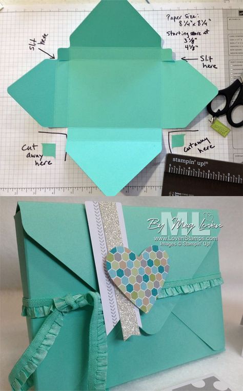 Envelope Punch Board: Make a Gift Box for Cards! Video Tutorial by LovenStamps #envleopepunchboard #wermemorykeepers Box For Cards, Envelope Punch Board Projects, Envelope Maker, Box Cards Tutorial, Diy Pillow, Tutorial Origami, Box Tutorial, Envelope Box, Pop Up Box Cards