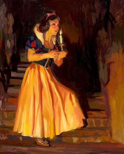 C M Cooper - Up the Stairs - From Disney Movie Snow White and the Seven Dwarfs Snow White Painting, Snow White Fanart, Denis Zilber, Snow White 1937, Vintage Snow White, Sette Nani, Snow White Disney, Images Disney, Disney Artwork