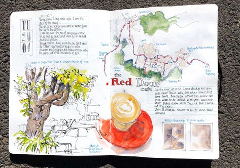 Liz Steel, Sketchbook Design, Mountain Sketch, Sketchbook Layout, My Sketchbook, Watercolor Wash, Blue Mountains, Sketchbook Pages, Urban Sketching