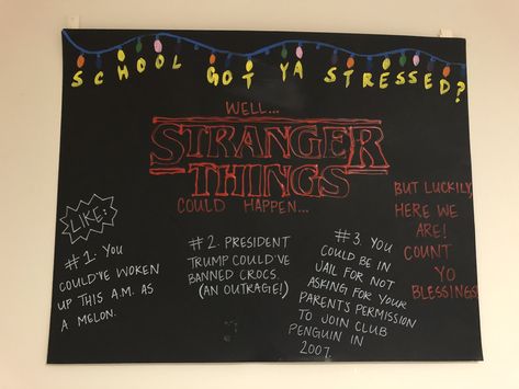 Netflix Theme, Ra Door Decs, Hall Ideas, Resident Assistant, Door Decs, Stranger Things Poster, Ra Ideas, Senior Year, Bulletin Boards