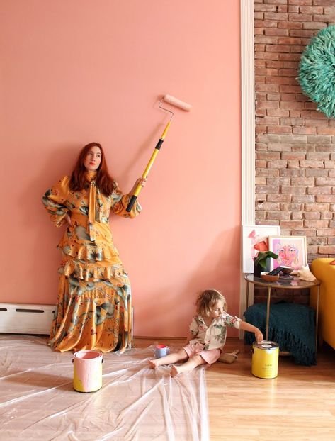 Pink Living Room Paint, Brimnes Wardrobe, Coral Paint Colors, Coral Living Rooms, Coral Room, Millenial Pink, Pink Paint Colors, Nyc Living, Pink Living Room