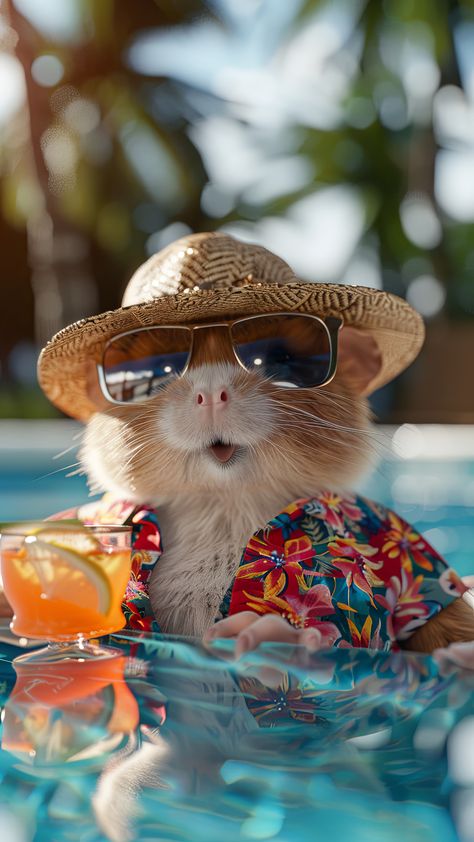 Cute Hamster, Dragon Face, 4 Images, Wallpaper Cute, Day Drinking, Cute Hamsters, Text Animation, Anime Cat, In The Pool