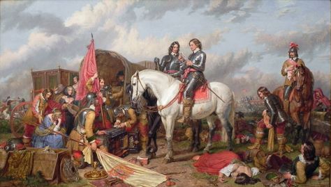 Battle of Naseby during The English Civil War (1642–1651)  between Parliamentarians (Roundheads) and Royalists (Cavaliers). The 1st. (1642–46) and 2nd. (1648–49) civil wars pitted the supporters of King Charles I against the supporters of the Long Parliament, while the third war (1649–51) saw fighting between supporters of King Charles II and supporters of the Rump Parliament. The Civil War ended with the Parliamentary victory at the Battle of Worcester on 3 Sept. 1651. Oliver Cromwell, Irish History, In Memoriam, English History, Military Uniforms, British History, Military Art, Modern Warfare, Military History