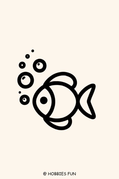 Drawing Of Underwater, Drawing Fish Easy, Fish Outline Printable, Fish Simple Drawing, How To Draw A Fish, Simple Fish Drawing, Fish Drawing Simple, Cute Fish Drawing, Fish Drawing Ideas