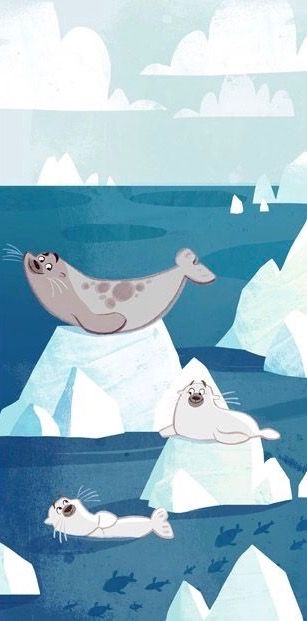 Seals Illustration, Arctic Illustration, Walrus Illustration, Arctic Seal, Seal Illustration, Bear Character Design, Seal Cartoon, Sea Creatures Art, Penguins And Polar Bears