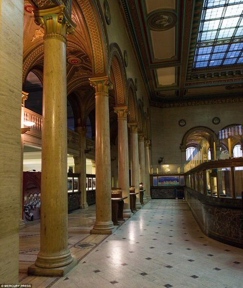 Old Bank Interior, Bank Lobby, The Hiding Place, Bank Interior, Classical Building, Fendi Store, Bank Design, Bank Of England, Liverpool City