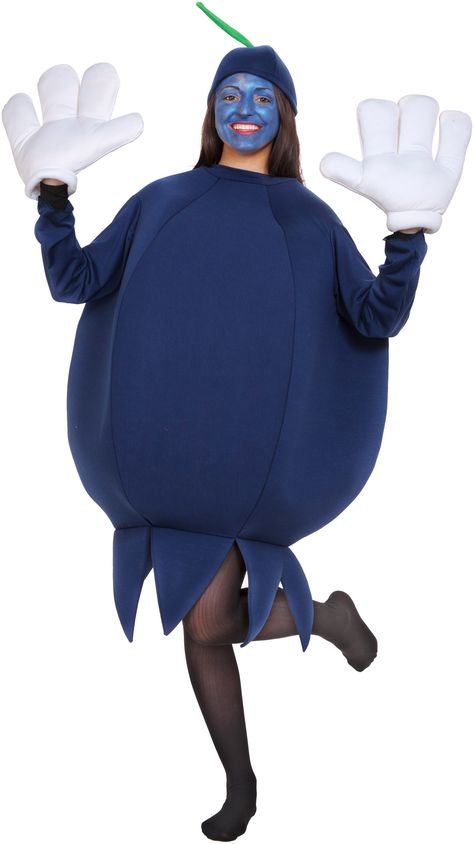 Blueberry Adult Costume Blueberry Halloween Costume, Fruits Costume, Blueberry Outfit, Blueberry Costume, Violet Willy Wonka, Blueberry Party, Fire Clothing, Fruit Clothes, Fruit Funny