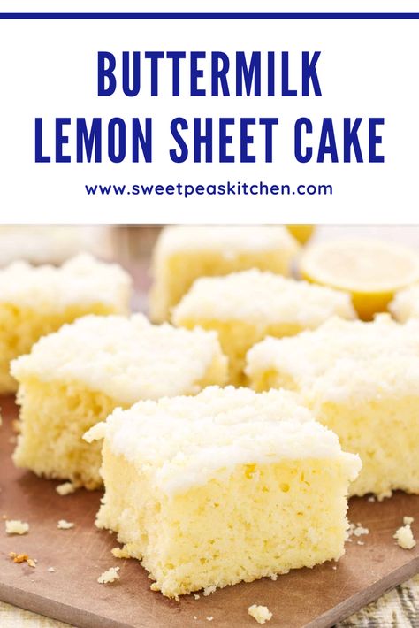 Looking for the perfect lemon sheet cake recipe? Look no further. This buttermilk sheet cake recipe is so good. It is easy to make and will be a favorite dessert recipe. #buttermilk #lemon #cake #sheetcake Toomers Lemonade Sheet Cake, Lemon Sheet Cake With Glaze, Buttermilk Lemon Cake, Half Sheet Cake Recipe, Buttermilk Sheet Cake, Lemon Sheet Cake Recipe, Lemon Sheet Cake, Best Lemon Cake Recipe, Texas Sheet Cake Recipe