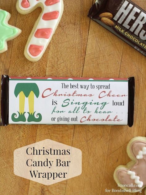 Elf Inspired Printable Christmas Candy Bar Wrapper - I LOVE THIS!!!  Great neighbor gift or teacher gift! Christmas Cards For Teachers, Christmas Chocolate Bar Wrappers, Christmas Candy Bar, Elf Crafts, Candy Grams, Christmas Candy Gifts, Candy Bar Labels, Ritz Crackers, Free Christmas Printables