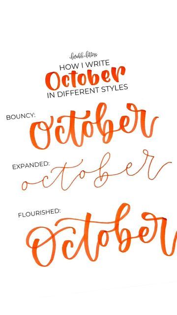 Fonts For Journaling Hand Lettering, Month Hand Lettering, Bouncy Lettering Alphabet, October Hand Lettering, Bouncy Calligraphy Alphabet, October Calligraphy, October Lettering, Bouncy Lettering, Bouncy Calligraphy