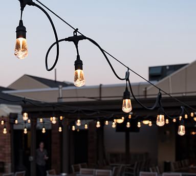 Indoor/Outdoor LED String Lights - Black Led String Lights Outdoor, Patio String Lights, Cage Light, Globe String Lights, Lantern String Lights, Vintage Edison Bulbs, Cafe Lights, Cafe Style, Outdoor Sconces