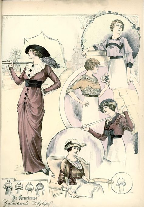 De Gracieuse, 1913 1914 Fashion, Edwardian Fashion Plates, Fashion 1910, 1910s Fashion, Fashion Illustration Vintage, 20th Century Fashion, Old Fashion, Edwardian Era, Edwardian Fashion