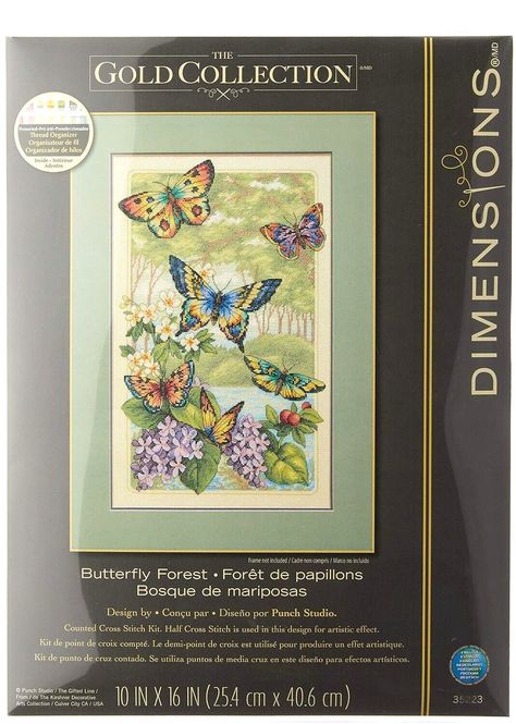 I just added a new item to eBay, Dimensions The Gold Collection - Butterfly Forest! Butterfly Forest, Butterfly Cross Stitch Pattern, Papillon Butterfly, Butterfly Cross Stitch, Beaded Cross Stitch, Butterfly Crafts, Beaded Cross, Patterned Sheets, Counted Cross Stitch Kits