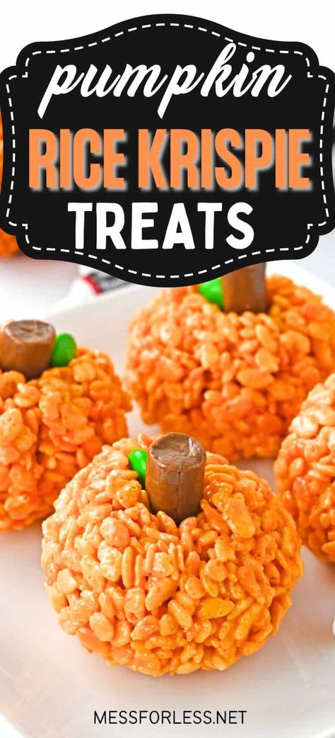 Get ready to impress your friends with this Rice Krispie Pumpkins Recipe! Perfect for Halloween or Thanksgiving, these treats are not only delicious but also fun to make. Vegetarian Halloween, Pumpkin Rice Krispies, Pumpkin Rice Krispie Treats, Pumpkin Rice, Rice Krispies Treat, Halloween Party Snacks, Yellow Foods, Halloween Drinks, Rice Krispie Treats