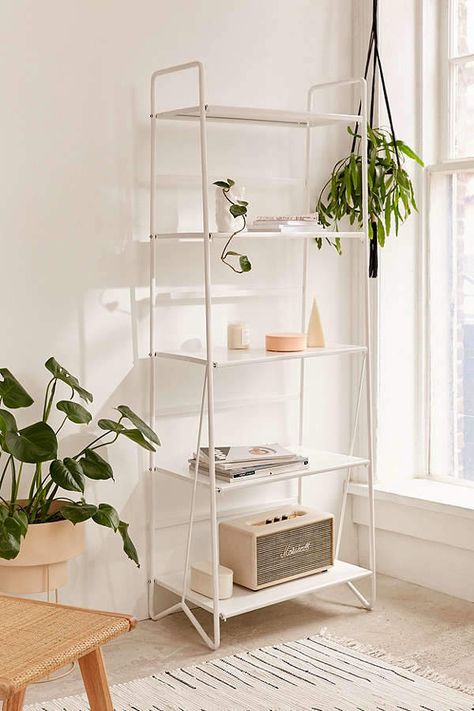 Folding Metal Bookshelf || Organizing Ideas for the Home White Bookshelf, Diy Home Decor For Apartments, Metal Bookshelf, Small Space Storage, Small Room Design, Apartment Furniture, Sofa Shop, Book Shelf, Küchen Design