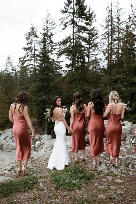 Bridesmaid Dresses A Line, Slip Bridesmaids Dresses, Rose Bridesmaid, Burnt Orange Bridesmaid Dresses, Wedding October, Orange Bridesmaid, Modern Bridesmaid, Orange Bridesmaid Dresses, White Weddings