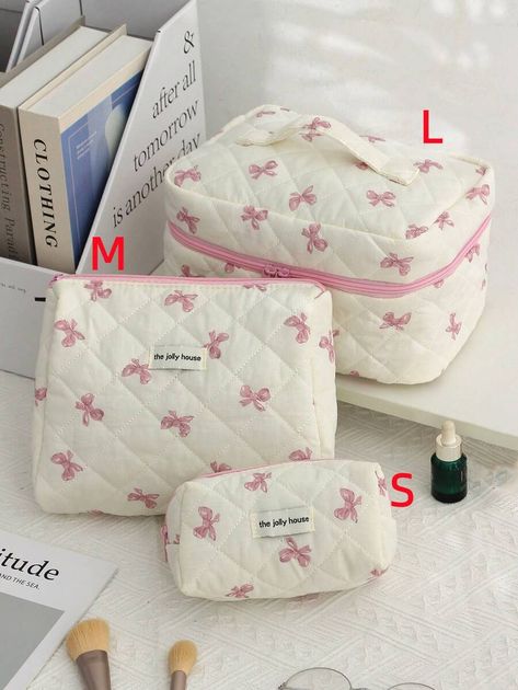 L/M/S Different Size Makeup Bag Set Floral Cosmetic Bag Aesthetic Toiletry Travel Organizer Bag For Women Girls Print Large Travel Vintage Quilted Makeup Bag For Women Coquette Skincare Organizer Bag Skincare Bag Aesthetic, Cute Makeup Bag Aesthetic, Vintage Makeup Bag, Sewing Toiletry Bag, Make Up Bags Ideas, Makeup Bags Aesthetic, Toiletry Bag Aesthetic, Makeup Bag Coquette, Coquette Makeup Bag