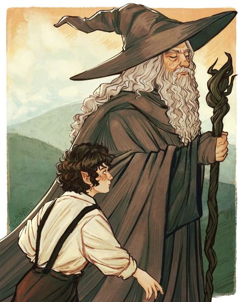 Frodo And Gandalf, Gandalf And Frodo, Tolkien Hobbit, Hobbit Art, Frodo Baggins, Tolkien Art, Lotr Art, Jrr Tolkien, Gandalf