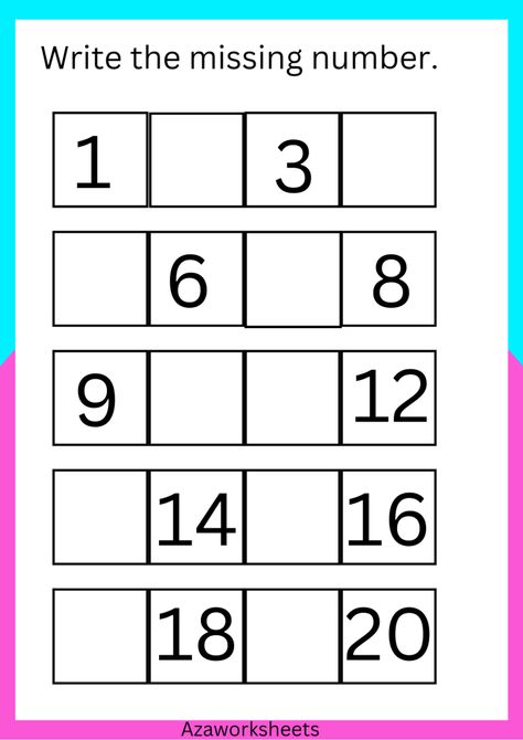 WRITE THE MISSING NUMBERS – azaworksheets Printable Worksheets For Preschoolers, Letter J Activities, Numbers Preschool Printables, Worksheet For Nursery Class, Easy Math Worksheets, Printable Multiplication Worksheets, Numbers Tracing, Identifying Numbers, Worksheets For Preschoolers