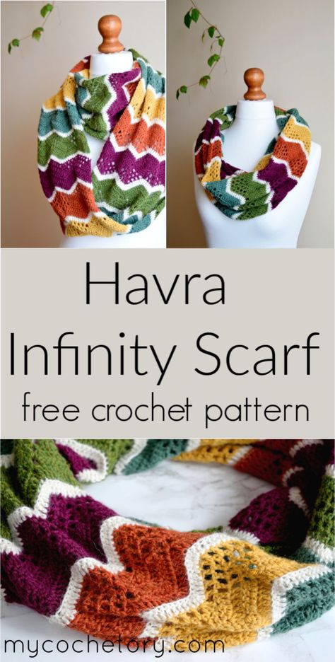 Easy Scarf Crochet Pattern, Easy Scarf Crochet, Crochet Chevron Pattern, Crochet Infinity Scarf Pattern, Crochet Chevron, Bookmark Crochet, Crochet Scarf Pattern, Infinity Scarf Pattern, Chevron Crochet