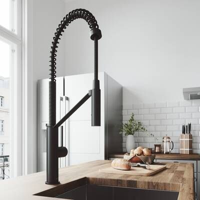 KPF-1602SS Kraus Pull Out Kitchen Mixer Single Handle Kitchen Faucet & Reviews | Wayfair Stainless Steel Kitchen Faucet, Matte Black Kitchen, Black Kitchen Faucets, Refinish Kitchen Cabinets, Single Handle Kitchen Faucet, Black Kitchen, Kitchen Handles, Black Kitchens, Stainless Steel Kitchen