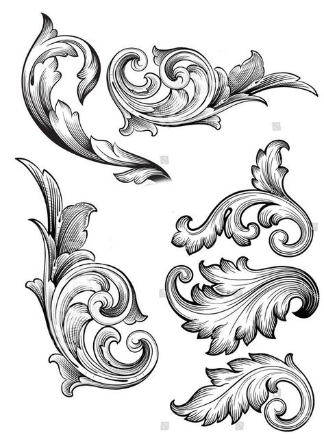 Filigree Drawing, Tattoo Perna, Engraving Patterns, Filigree Pattern, Graphic Design Photoshop, Scroll Work, Engraving Art, Tattoo Stencils, Art Drawings Simple