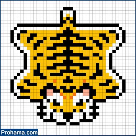 Tiger pixel art | Animal pixel art Tiger Pixel Art, Animal Pixel Art, Mini Pixel Art, Pixel Art Animals, Graph Art, Tiger Blanket, Pixel Game, Pixel Art Pokemon, Art Pokemon