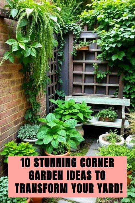 : 🌿 Corner Garden Ideas 🌿 Make the most of every nook in your yard with these stunning corner garden ideas! 🌸 From lush flower beds to cozy seating nooks, these creative designs will transform unused corners into beautiful, functional spaces. Perfect for small yards, patios, or any garden area that needs a little extra love, these ideas will inspire you to turn even the smallest space into a green oasis! 🌞🌿 Corner Yard Trellis, Alleyway Garden Side Yards, Small Garden Corner Ideas, Small Space Flower Garden, Corner Backyard Ideas, Side Yard Garden Ideas, Corner Garden Ideas Landscape Design, Backyard Corner Ideas, Small Secret Garden Ideas