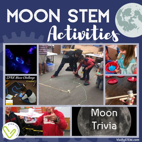 STEM activities to celebrate the 50th anniversary of the Apollo Moon Landing and learn about the moon. Engineering Design Challenge, Teamwork Activities, Camp Themes, Moon Unit, Space Activities For Kids, Stem Activities Preschool, Pe Activities, Moon Projects, Apollo 11 Mission