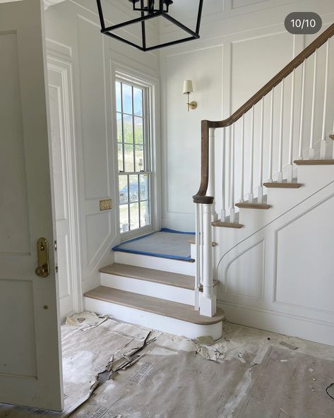 Remove Closet, Foyer Staircase, House Staircase, Entry Stairs, Entryway Inspiration, Staircase Makeover, Stairway Design, Decor Home Living Room, Colonial House