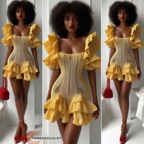 CROCHET PATTERNS AND INSPIRATION | Crochet dress inspiration.♥️ A blend of intricate artistry and bohemian charm. Perfect for embodying a free-spirited and romantic… | Instagram Crochet Prom Dress, Crochet Prom Dresses, Living Barbie, Romantic Aesthetic, Clothes Crochet, Crochet Dress Pattern, African Design Dresses, Dress Inspiration, African Design