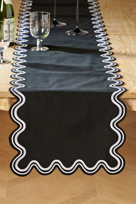 Madeline Table Runner | AnthroLiving Dinner Party Summer, Summer Dinner, Candle Shop, Kitchen Linens, Merry And Bright, Kitchen Furniture, Table Runner, Table Runners, Table Linens