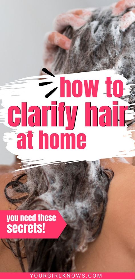 Don't waste your time or money on overpriced clarifying shampoos. You can clarify hair at home using just a few simple ingredients that you probably have in your kitchen already! Follow these three easy steps, and you'll be able to remove any product buildup or residue from your hair without damaging it. Clarifying Shampoo Diy, Young Living Hair, Natural Clarifying Shampoo, Best Clarifying Shampoo, Hair Buildup, Clarify Hair, Drugstore Shampoo, Natural Hair Shampoo, Getting Rid Of Dandruff