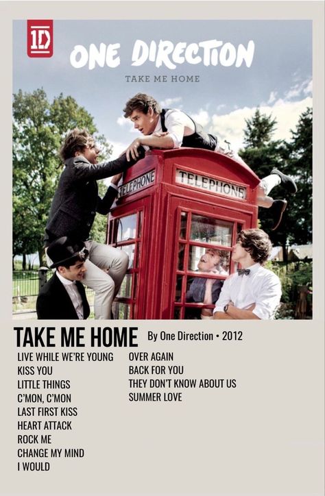 One Direction Take Me Home, Take Me Home, First Kiss, Kiss You, Summer Of Love, Change Me, Last One, Music Poster, One Direction