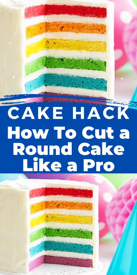 Are you ready to learn how to cut a round cake? Find out how to cut a cake into slices, pieces, and more - without it crumbling! How To Slice A Cake, How To Cut A Cake, Cake For A Crowd, 7 Layer Cakes, Hunter Birthday, Cake Sizes And Servings, Easy Layer Cake, Big Birthday Cake, Round Birthday Cakes