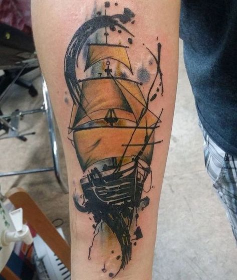 This article contains 60 fully original, distinctive, and eye-catching ship tattoo ideas. Bonus: all meanings explained. Ship Tattoo Ideas, Ship Tattoo Design, Tattoo Ship, Ship Tattoos, Pirate Ship Tattoo, Sailboat Tattoo, Bio Organic Tattoo, Lion Tattoo Sleeves, Organic Tattoo