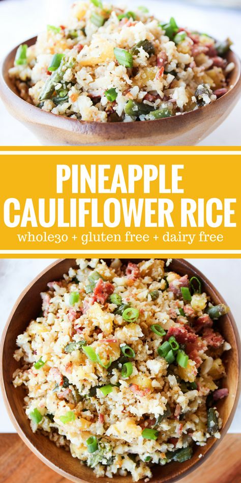 Instapot Vegetables, Pineapple Cauliflower, Pineapple Rice, Cauliflower Rice Recipes, Leaky Gut, Cauliflower Recipes, Healthy Side Dishes, Whole 30 Recipes, Cauliflower Rice