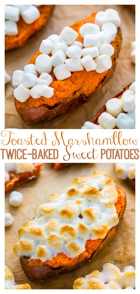 Easy Twice Baked Potatoes, I Could Care Less, Sweet Potatoes With Marshmallows, Twice Baked Sweet Potatoes, Fall Goodies, Baker By Nature, Baked Sweet Potatoes, Sides Recipes, Recipes With Marshmallows