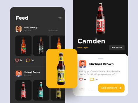 Concept app for the community of craft beer lovers by Jakub Dobek App Mobile Design, Beer App, Cocktail App, Wine App, Mobile Shop Design, Mobile Design Inspiration, Beer Packaging, Drinks Design, Wine Design