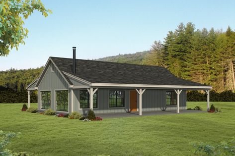 Traditional Style House Plan - 2 Beds 1.5 Baths 1200 Sq/Ft Plan #932-518 - BuilderHousePlans.com 1200 Sq Ft House, Barn Dominium, Porch Plans, Ranch House Plan, Barndominium Floor Plans, Country House Plan, Ranch House Plans, Country House Plans, Best House Plans