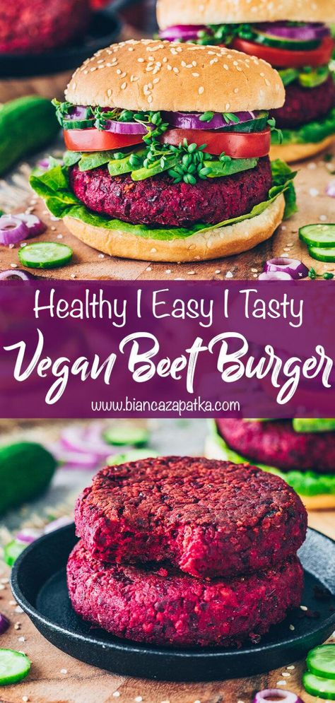 Beet Veggie Burger, Vegan Beet Burger, Beet Burger Recipe, Tempeh Burger, Beetroot Burgers, Beet Burger, Beetroot Recipes, Tempeh Recipes, Veggie Burgers Recipe